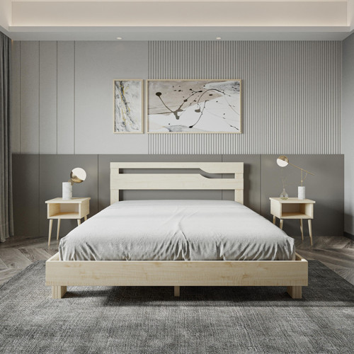 Felix Model Vernikli Çam Ahşap Karyola Ve İki Komodin Set 160x200 cm