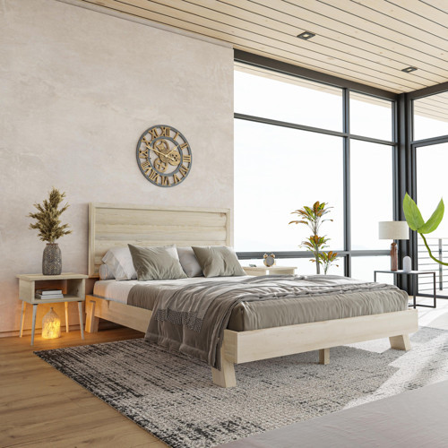 Hüma Model Vernikli Çam Ahşap Karyola Ve İki Komodin Set ( Yatay ) 180x200 cm