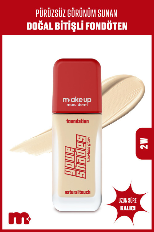Make Up Pürüzsüz Görünüm Sağlayan Yarı Mat Bitişli Uzun Süre Kalıcı Fondöten 2W 30 Ml