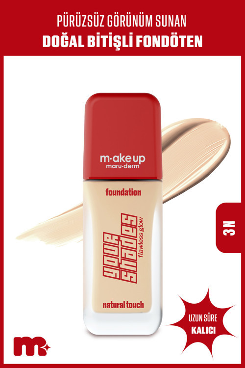 Make Up Pürüzsüz Görünüm Sağlayan Yarı Mat Bitişli Uzun Süre Kalıcı Fondöten 3N 30 Ml