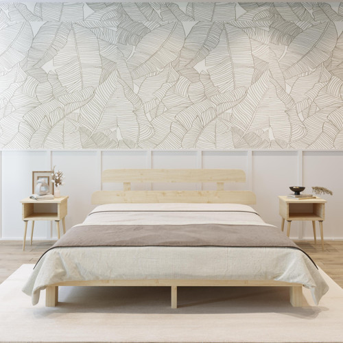 Lotus New Model Vernikli Ahşap Karyola Ve İki komodin Set 120x200 cm