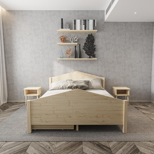 Milano Model İki Çekmeceli Doğal Çam Ahşap Karyola 140x190 cm
