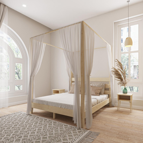 Natura Model Cibindirik Askılıklı Vernikli Çam Ahşap Karyola 150x200 cm