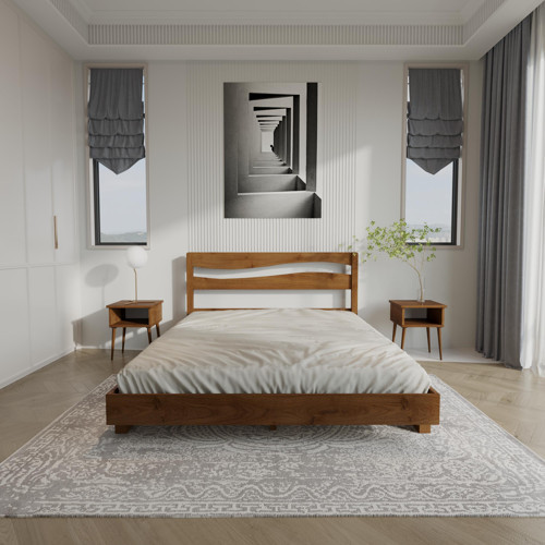 Okyanus New Model Ceviz Renk Çam Ahşap Karyola 140x190 cm