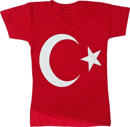 Türk Bayraklı Tişört Pamuklu Kırmızı Ay Yıldız Çocuk Tshirt- 6 Yaş