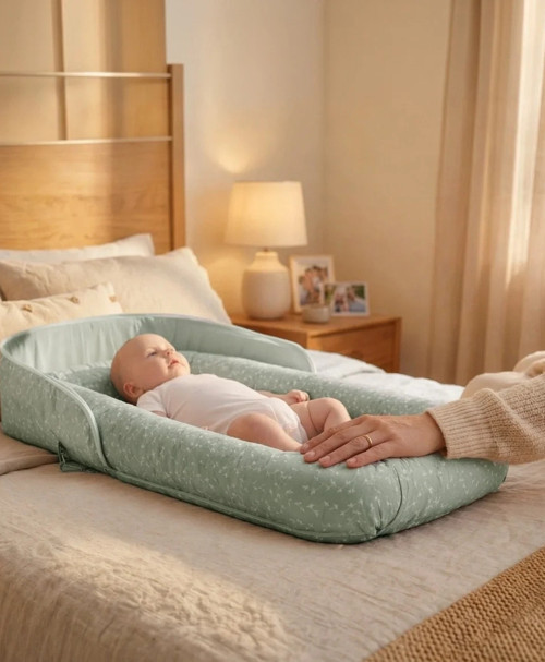 Babyjem Taşınabilir Bebek Yatağı Yeşil Çiçek