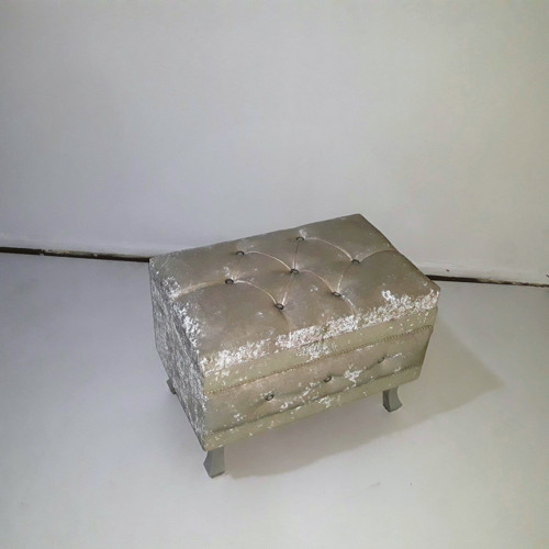 Çeyiz 121349 mini SANDIK Krem Kapitone KÜÇÜK Model KREM Kadife Kumaş İçi Tela