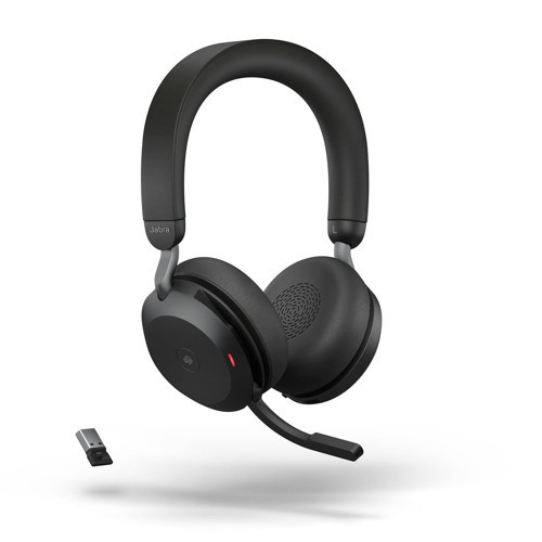 Evolve2 75 kablosuz PC kulaklık, 8 mikrofon teknolojisi, çift köpük stereo kulaklık, gelişmiş aktif gürültü iptali, USB-A Bluetooth adaptörü takım uyumluluğu,