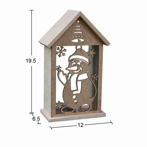 Ahşap Yılbaşı T-Light Mumluk 19,5x12cm F832