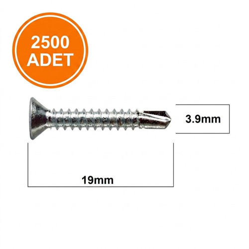 3.9X19 YHB MATKAP UÇLU VİDA MS AKILLI VİDA (1 PAKET-2500 ADET)