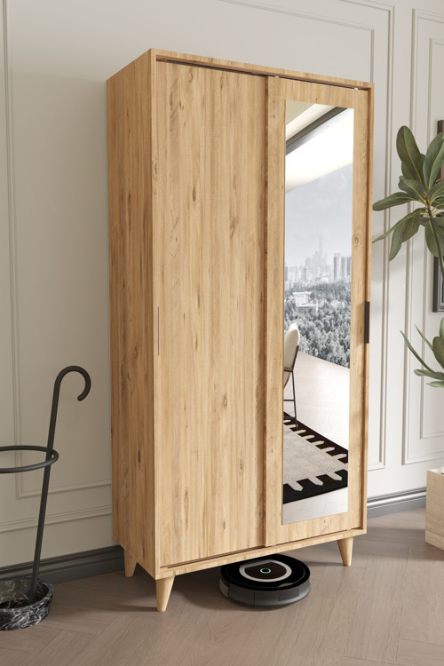 Noventa Dual Pine Portmanto Vestiyer Ayakkabılık Aynalı 2 Sürgü Kapaklı