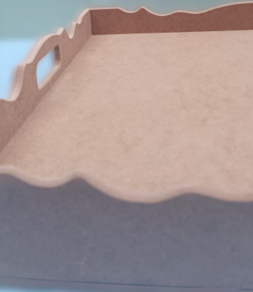 Hobi 90049 Dekoratif Tepsi Ayaklı Dikdörtgen HAM Ahşap MDF Model El Yapımı