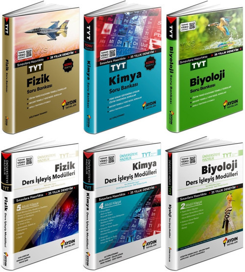 Aydın 2024 Tyt Fizik + Kimya + Biyoloji Soru + Ders İşleyiş Seti 6 Kitap