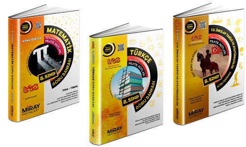 Miray 2024 8. Sınıf Lgs Matematik + Türkçe + İnkılap Soru Seti 3 Kitap