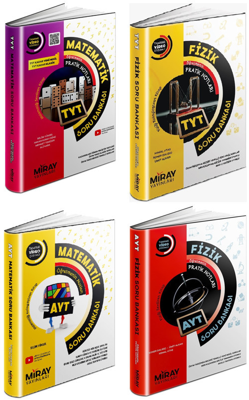 Miray 2024 Tyt Ayt Matematik + Fizik Soru Bankası Seti 4 Kitap