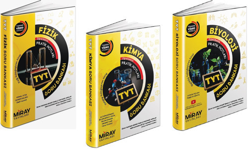 Miray 2024 Tyt Fizik + Kimya + Biyoloji Soru Bankası Seti 3 Kitap