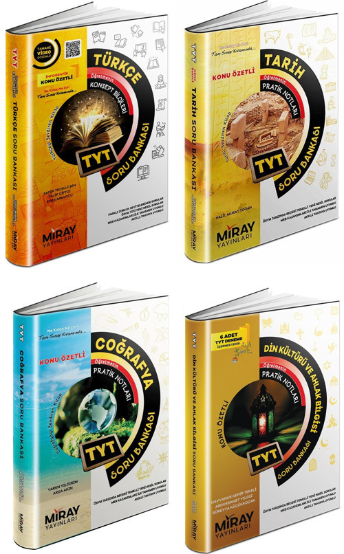 Miray 2024 Tyt Türkçe + Tarih + Coğrafya + Din Soru Seti 4 Kitap