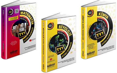 Miray 2024 Tyt Matematik + Kimya + Biyoloji Soru Bankası Seti 3 Kitap