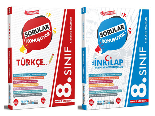 Pruva Akademi 8. Sınıf Türkçe + İnkılap Sorular Konuşuyor Seti 2 Kitap 2023