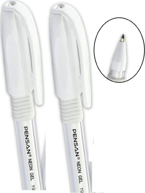 Beyaz Neon Tükenmez Kalem Jel 1.0 Mm (2 Adet)