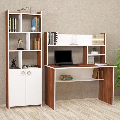 Decker Mayra 120 Cm Çalışma Masası Takımı Dcm03 Ceviz - Beyaz