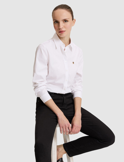 Beyaz Slim Fit Pamuklu Basic Gömlek 50328627-VR013