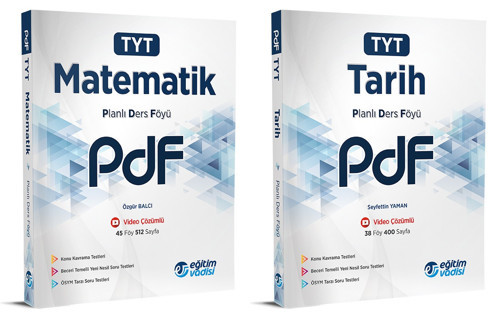 Eğitim Vadisi 2024 Tyt Matematik + Tarih Pdf Planlı Ders Föyü Seti 2 Kitap