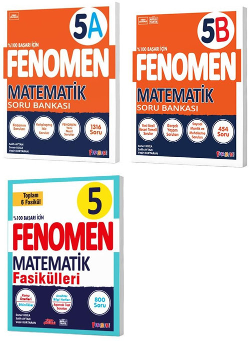 Fenomen Okul 2024 5. Sınıf Matematik A + B Soru + Fasikül Seti Seti 3 Kitap