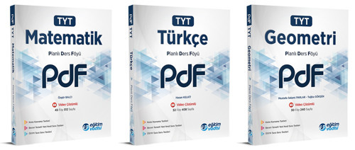 Eğitim Vadisi 2024 Tyt Matematik + Türkçe + Geometri Pdf Planlı Ders Föyü Seti 3 Kitap