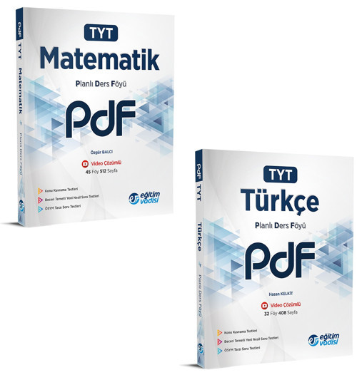 Eğitim Vadisi 2024 Tyt Matematik + Türkçe Pdf Planlı Ders Föyü Seti 2 Kitap