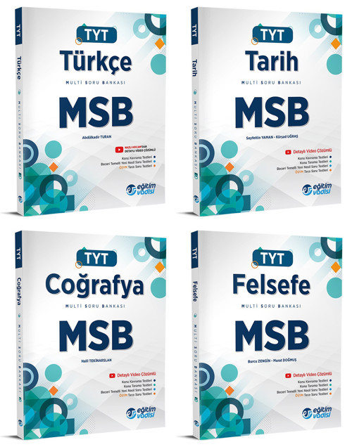 Eğitim Vadisi 2024 Tyt Türkçe + Tarih + Coğrafya + Felsefe Msb Seti 4 Kitap
