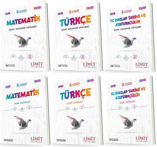 Limit 8. Sınıf Matematik + Türkçe + İnkılap Konu Föyleri + Soru Seti 6 Kitap 2023