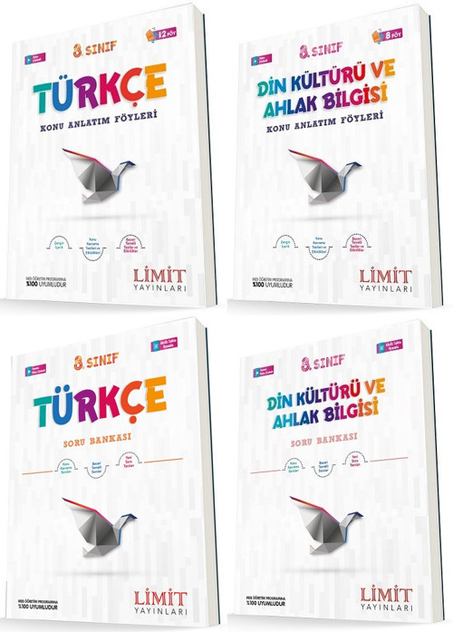 Limit 8. Sınıf Türkçe + Din Konu Föyleri + Soru Seti 4 Kitap 2023