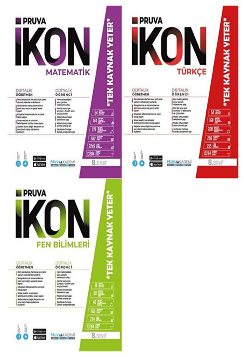 Pruva Akademi 8. Sınıf Matematik + Türkçe + Fen Defter Seti 3 Kitap 2023