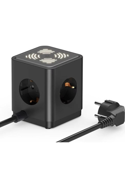 Smayling 3680W 3’Lü Çoklu Priz 2 Usb 2 Type-C Gece Işıklı Masaüstü Küp Priz Şarj İstasyonu 7