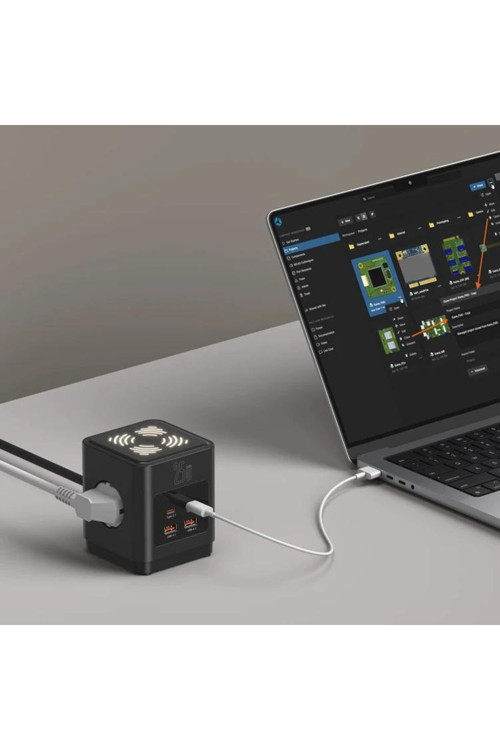 Smayling 3680W 3’Lü Çoklu Priz 2 Usb 2 Type-C Gece Işıklı Masaüstü Küp Priz Şarj İstasyonu 8