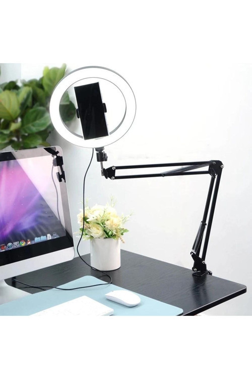 Esnek Masaüstü Sıkıştırmalı Tiktoker Ring Light Led Selfie Yayın Işığı 10 Inç + Stand Lüx