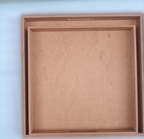 Hobi 90048 Dekoratif Tepsi Takım İkili Model HAM Ahşap MDF El Yapımı