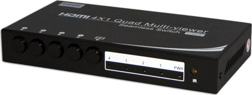 4 Port HDMI Switch, 4 giriş - 1 çıkış, 5 farklı görüntü seçeneği sunar, uzaktan kumandalı<br