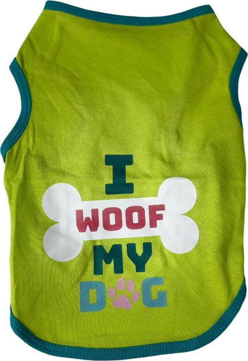 Kedi ve KÜÇÜK Köpek T-Shirt Yeşil M EN:26 BOY:37CM