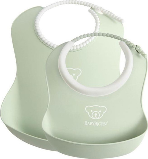 Yumuşak Plastik Mama Önlüğü Seti / Powder Green