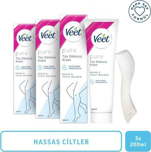 Pure 200Ml Tüy Dökücü Krem Hassas Ciltler X 3