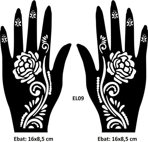 Güllü Desenler El Üstü 2 Adet Kına Kalıbı Kınasız Sadece Desen