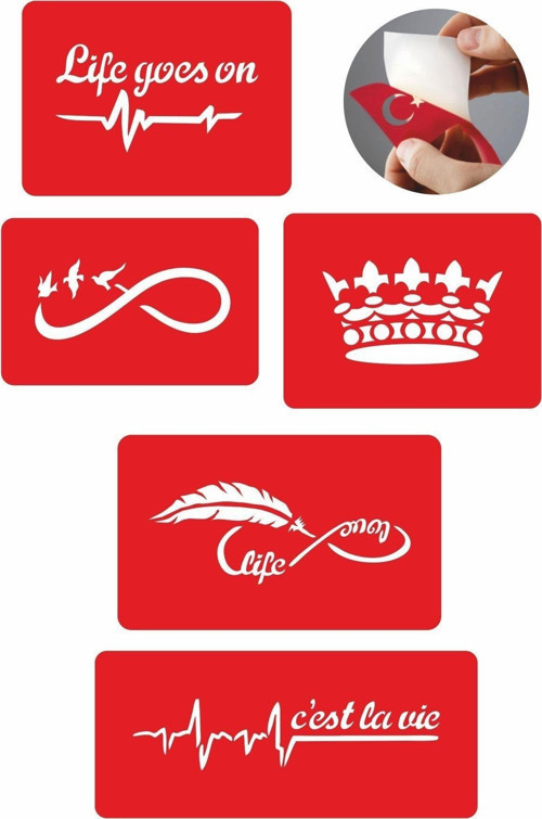 Hayatınızı Taçlandırın 5 Adet Geçici Dövme Kına Şablonu