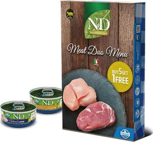 Meat Duo Menu Tavuklu ve Kuzu Etli Yetişkin Kedi Konservesi 70 Gr 6 Al 5 Öde