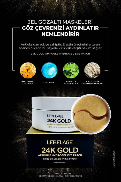 24k Şişkinlik,kırışıklık Karşıtı Ve Aydınlatıcı Göz Maskesi Gold Ampoule Hydrogel Eye Patch