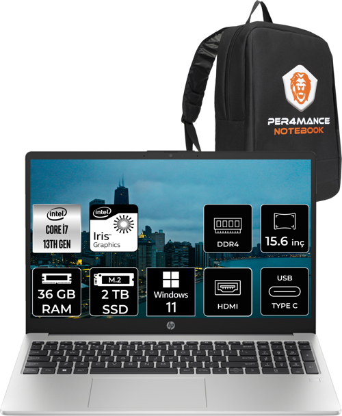 250 G10 Intel Core İ7 1355U 36Gb Ram 2Tb Ssd 15.6'' Fhd W11Pro 8A541Ea & Per4 Çanta