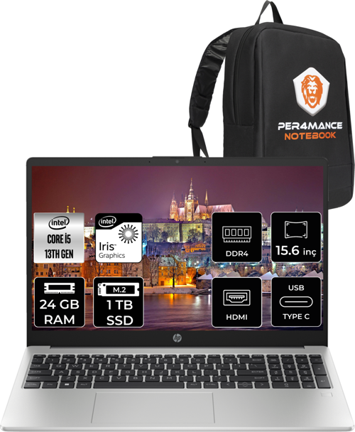 250 G10 Intel Core İ5 1335U 24Gb Ram 1Tb Ssd 15.6'' Fhd Fdos 8A538Ea & Per4 Çanta