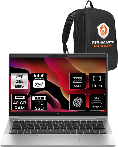 Elitebook 640 G10 İ7-1355U 40Gb Ram 1Tb Ssd 14'' Fhd Fdos 8A571Ea & Per4 Çanta