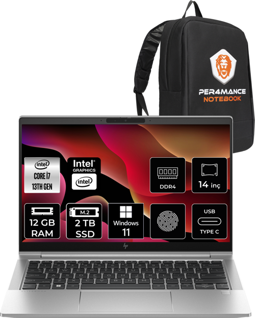 Elitebook 640 G10 İ7-1355U 12Gb Ram 2Tb Ssd 14'' Fhd W11Home 8A571Ea & Per4 Çanta